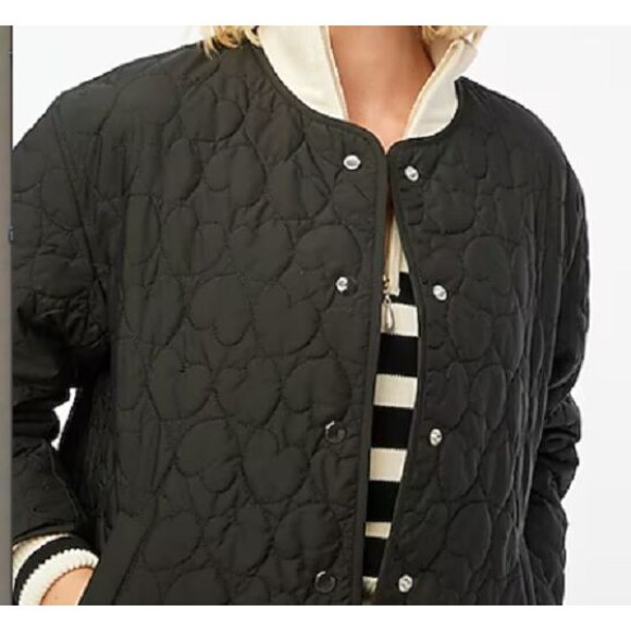 J. Crew Lightweight Quilted Heart Jacket Black XL New NWT - Picture 4 of 12
